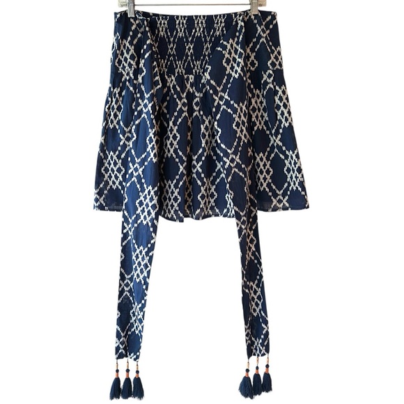 NWT ANTHROPOLOGIE RIMBAUD COTTON SKIRT TASSEL TIE NAVY BLUE & WHITE | MEDIUM - Picture 7 of 11